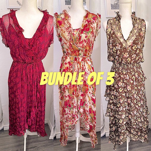RARE ✨ Sundance red Blooms Dress‎ Rose Garden Party dress size Petite Small - Picture 1 of 16